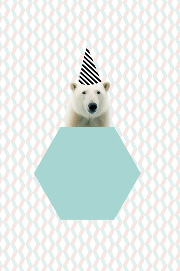 Poster ijsbeer blauw SALE