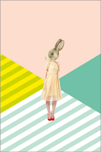 Poster konijnmeisje grafisch