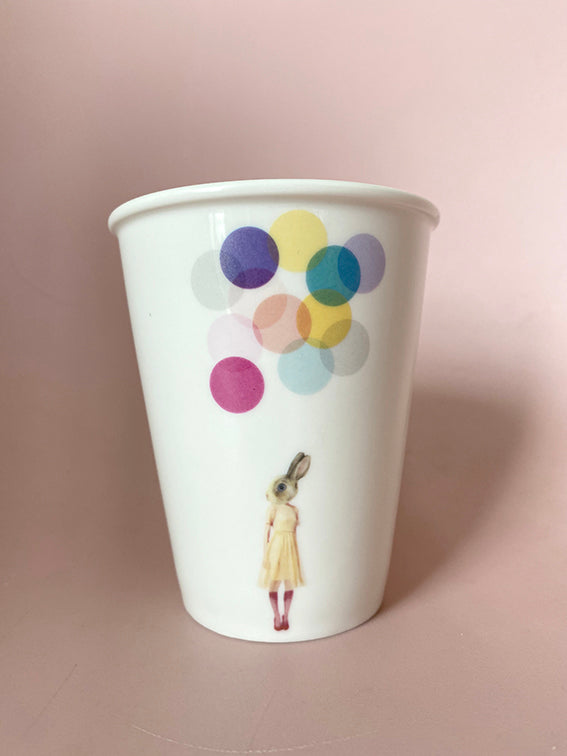 Beker konijnmeisje ballonnen