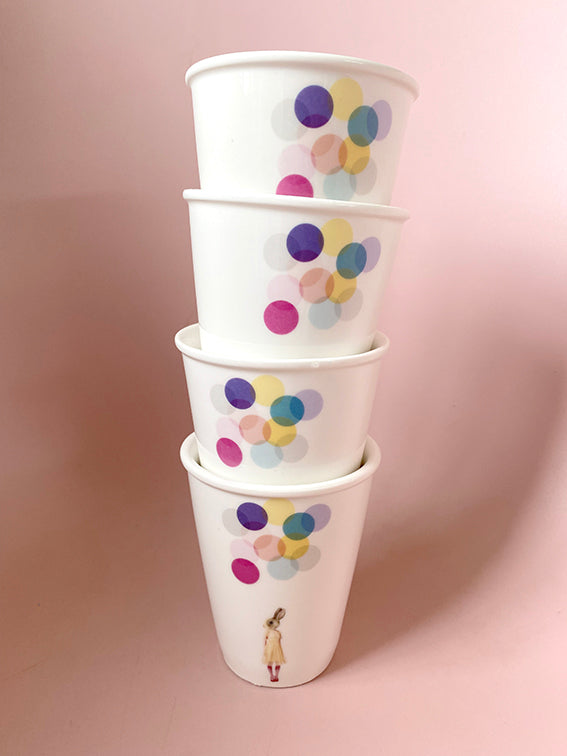 Konijnmeisje ballonnen bekers set van 4 stuks