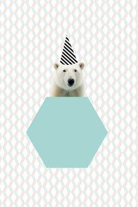 Poster ijsbeer blauw SALE