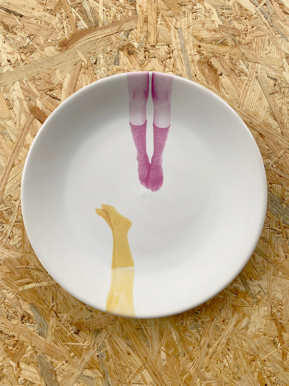 Wandbord / Bord yellow and pink legs